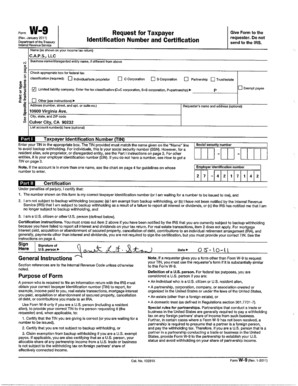 Fillable Online CAPS LLC W-9 California Fax Email Print - pdfFiller