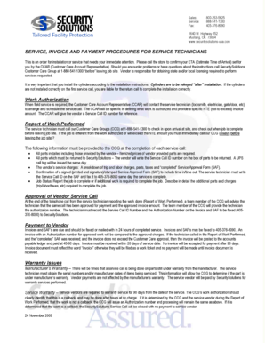 Service Invoice and Payment Procedures for Service Techniciansrev11-24-09