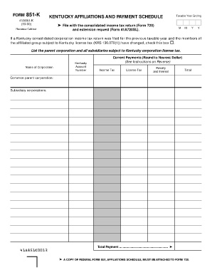 fillable online revenue ky form 851 k ky affiliations payment form 851