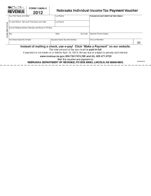 Nebraska Individual Income Tax Payment Voucher