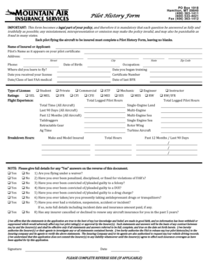 Pilot History Form