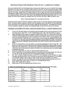 2011 Laser W-2 Form Production Instructions