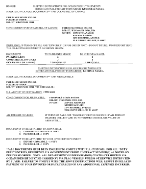 ocean bill of lading form