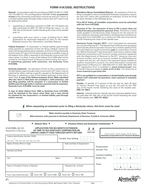Kentucky Corporation Income Tax Extension Form 41A720SL