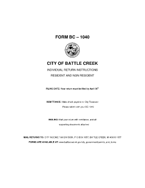 City of Battle Creek Individual Tax Return