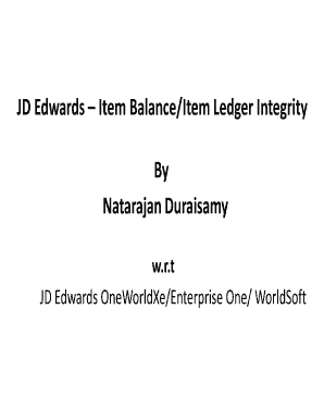 JD EdwardsItem Balance/Item Ledger Integrity By Natarajan ...