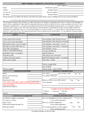 Personal Financial Statement #2 - First Federal