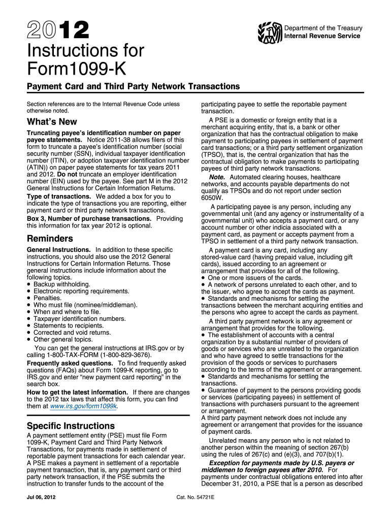 1099 k writable form 2012 Preview on Page 1