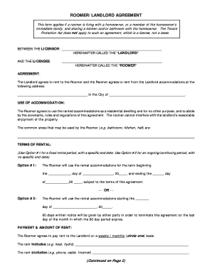 Roomer Landlord Agreement