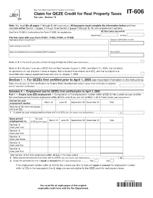 New York QEZE Credit for Real Property Taxes Form IT-606
