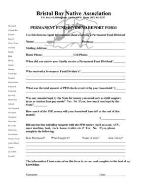 Alaska Permanent Fund Dividend Report Form