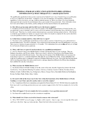 Federal juror questionnaire