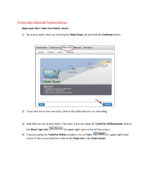Colorado Amend Instructions: Open your 2011 Turbo Tax Federal return