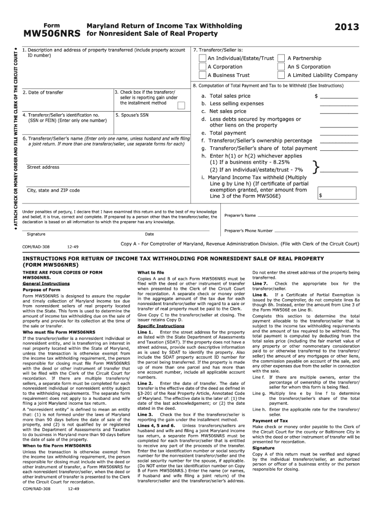 2013 md return tax property form Preview on Page 1.