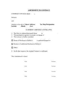Amendment to Contract of Sale