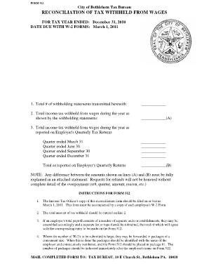 City of Bethlehem Form 512