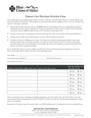 Primary Care Physician Selection Form