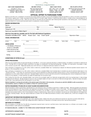 Official Offer to Purchase Form