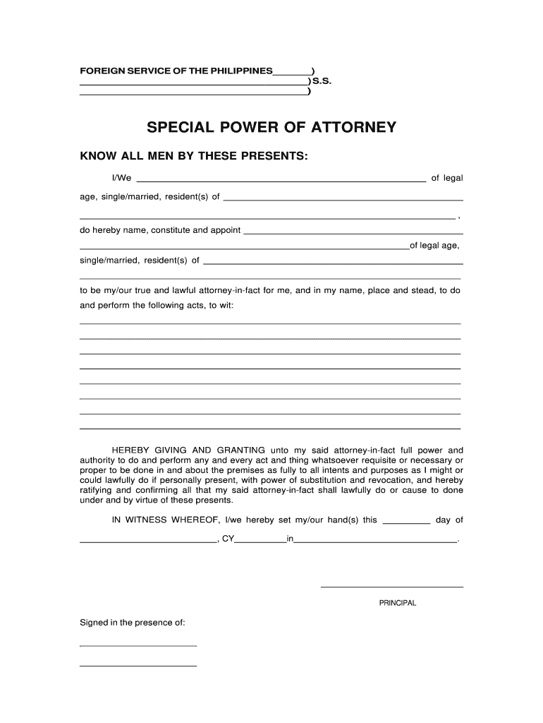 PH Special Power Of Attorney Fill And Sign Printable Template Online 