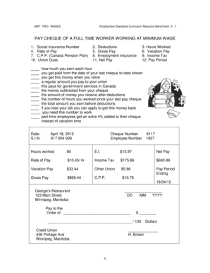 Canadian Paycheque Template