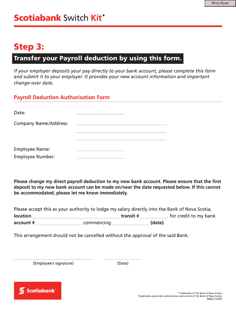 Scotiabank Direct Deposit Form Fill Online Printable Fillable 