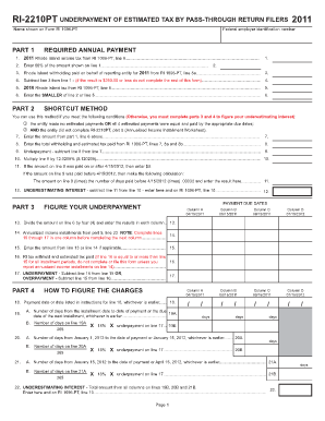 Rhode Island Underpayment of Estimated Tax Form