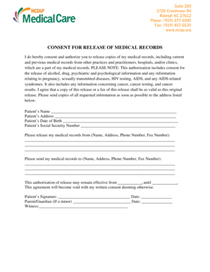 Consent for Release of Medical Records