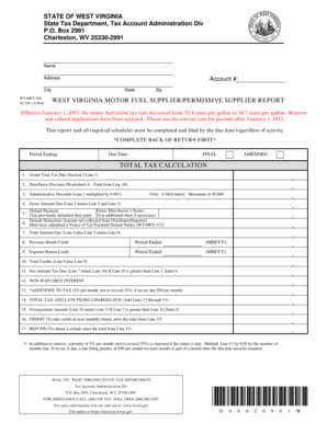 West Virginia Motor Fuel Supplier Report