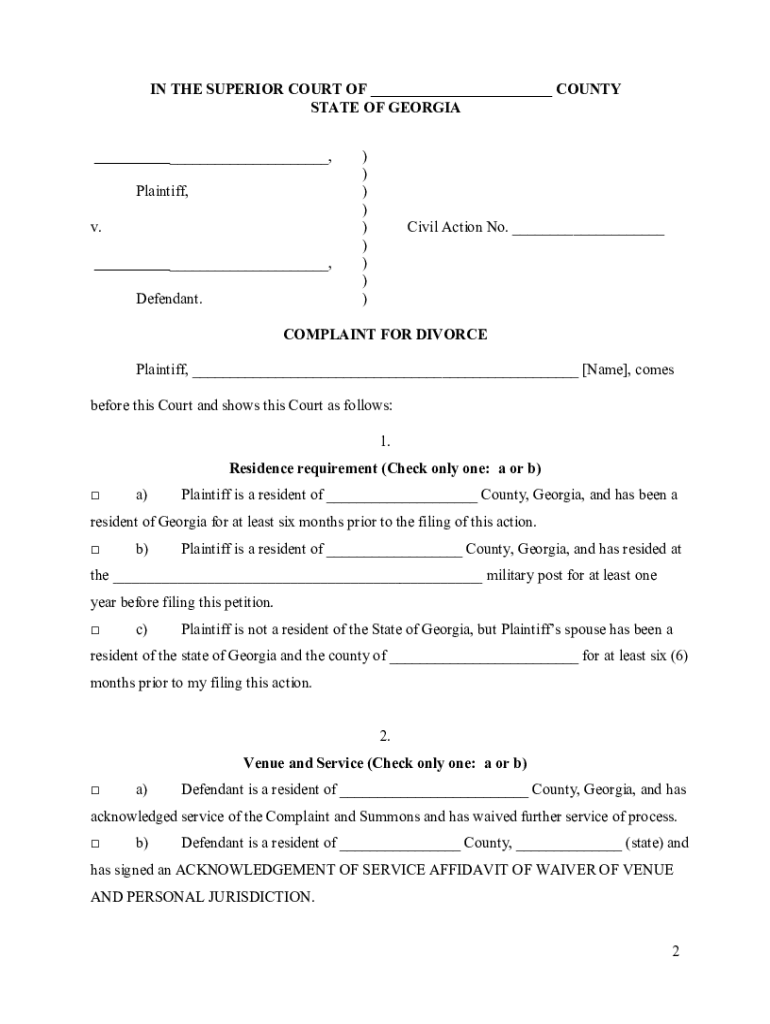 georgia uncontested divorce forms with minor child pdf Preview on Page 1.
