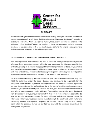 Ohio Sublease Agreement