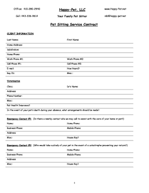 Pet Sitting Service Contract