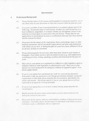 Professional Background Questionnaire