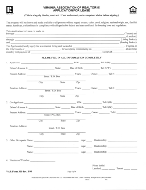 Virginia Residential Lease Application