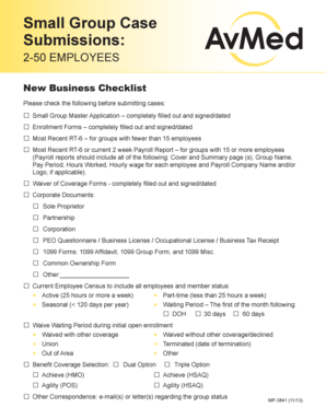 Small Group Health Insurance Application Checklist