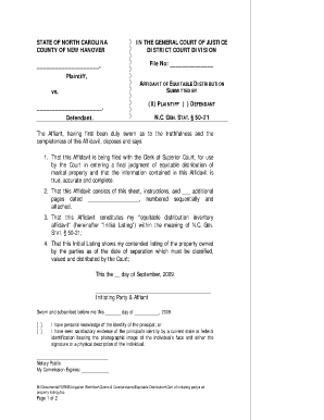 Affidavit of Equitable Distribution