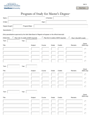 Program of Study for Master's Degree