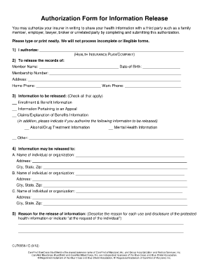 Authorization Form for Information Release