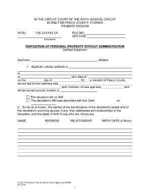 Florida Disposition of Personal Property Without Administration