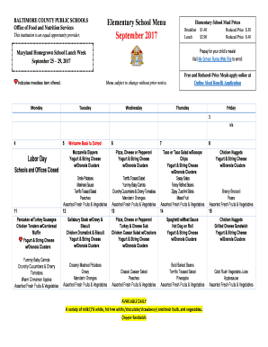 bcps lunch menu