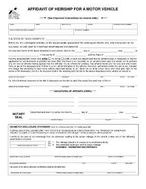 Affidavit of heirship form - dht # 142368 form