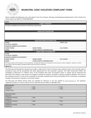 Municipal Code Violation Complaint Form