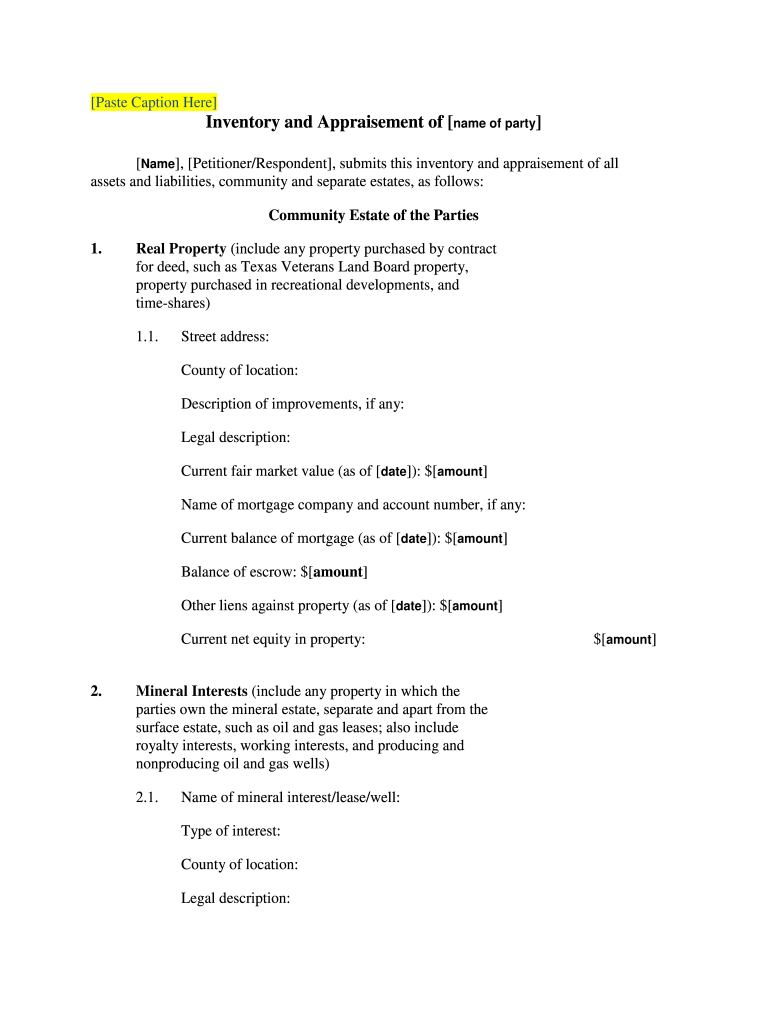 Estate Inventory Worksheets