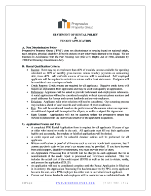 Rental Application and Policy Statement