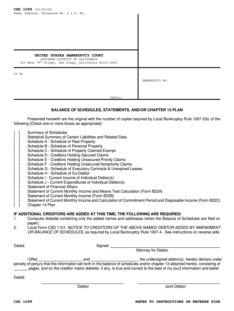 CSD 1099 - Southern District of California - casb uscourts Preview on Page 1