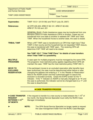 Case closingtransfer summary form