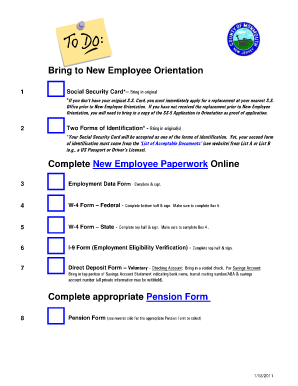 New Employee Orientation Paperwork