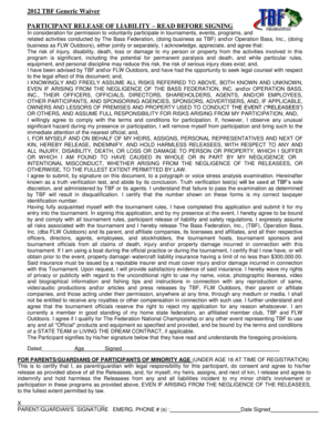2012 TBF Generic Waiver