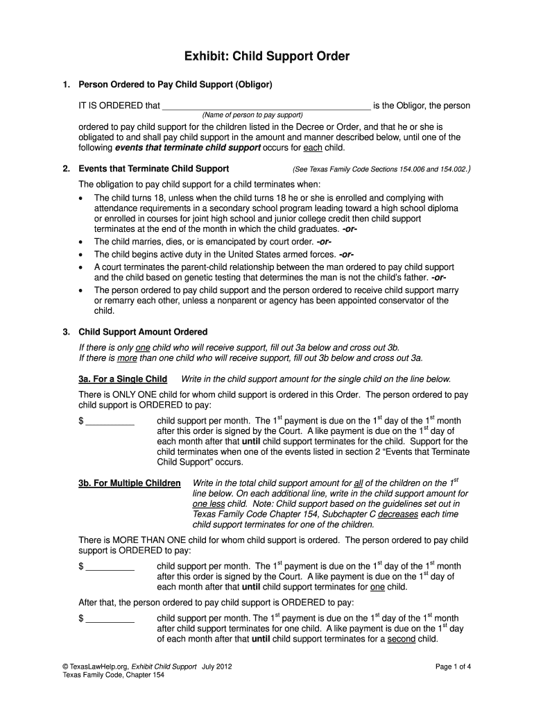 Child Support Waiver Form Texas Fill Online Printable Fillable