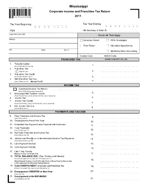 Mississippi Corporate Income and Franchise Tax Return