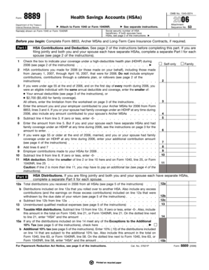 Form 8889 Health Savings Accounts (HSAs) 2006